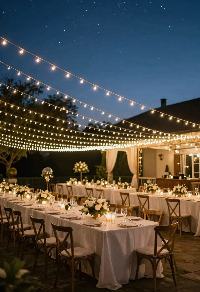 14 Simple Wedding Decoration Ideas That Look Clean and Elegant 3. Simple String Lights 0