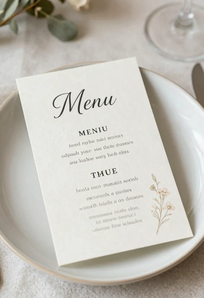14 Simple Wedding Decoration Ideas That Look Clean and Elegant 9. Simple Menu Cards 0