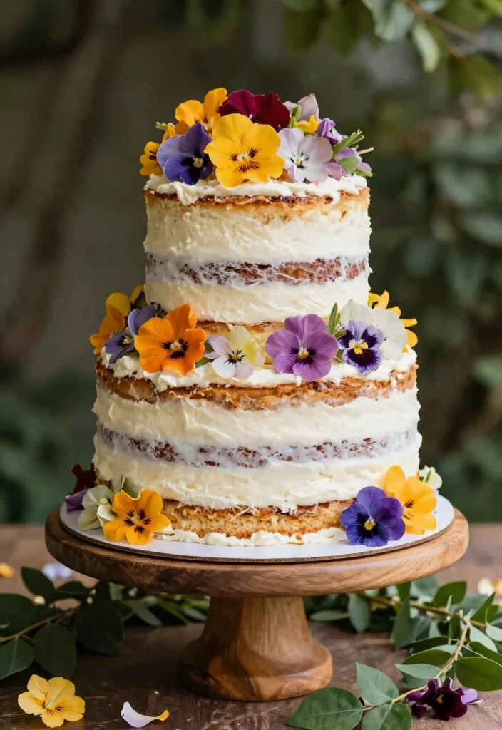 14 Trendy Wedding Cake Ideas Couples Are Loving Right Now 1. Naked Cakes with Edible Flowers 0