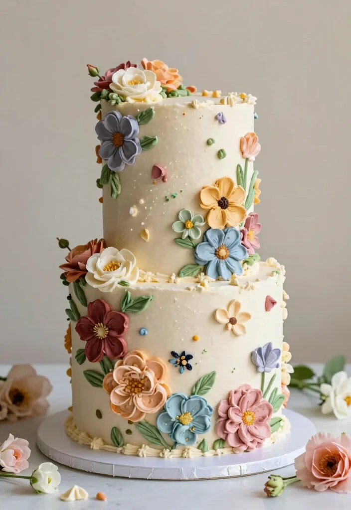 14 Trendy Wedding Cake Ideas Couples Are Loving Right Now 11. Floral Inspired Buttercream Artwork 0