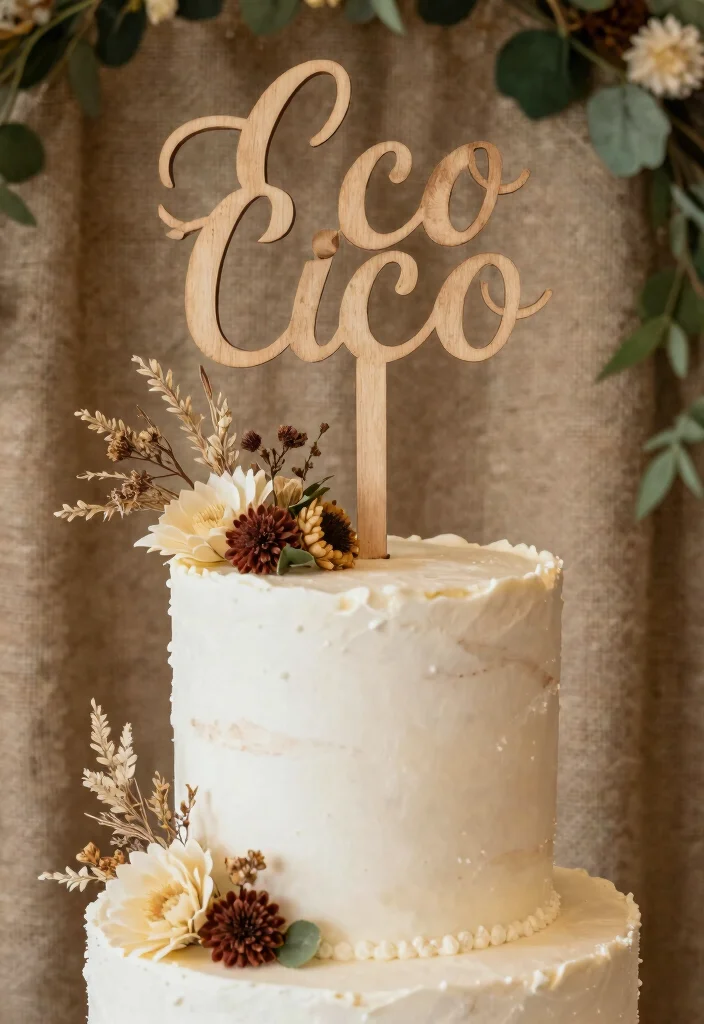 14 Trendy Wedding Cake Ideas Couples Are Loving Right Now 13. Eco Conscious Cake Toppers 0