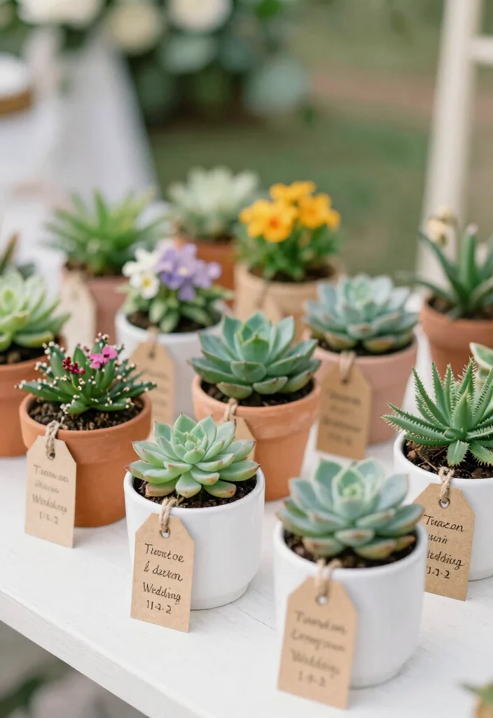 14 Useful Wedding Favor Ideas for Guests They Will Actually Use 1. Mini Potted Plants 0