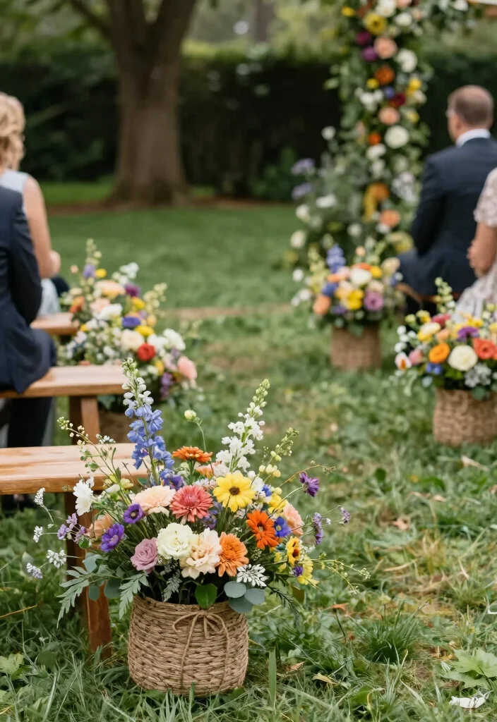 14 Wedding Aisle Decoration Ideas for a Romantic Ceremony Setup 1 14 Wedding Aisle Decoration Ideas for a Romantic Ceremony Setup 1. Rustic Flower Baskets 0