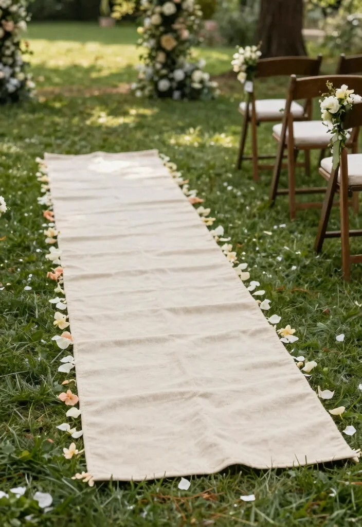 14 Wedding Aisle Decoration Ideas for a Romantic Ceremony Setup 12 14 Wedding Aisle Decoration Ideas for a Romantic Ceremony Setup 2. Eco Friendly Fabric Aisle Runner 0