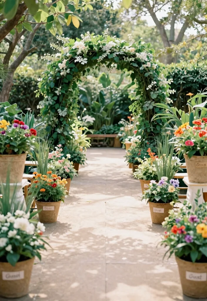 14 Wedding Aisle Decoration Ideas for a Romantic Ceremony Setup 23 14 Wedding Aisle Decoration Ideas for a Romantic Ceremony Setup 3. Potted Plants 0