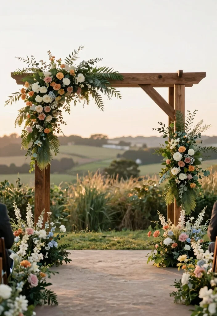 14 Wedding Aisle Decoration Ideas for a Romantic Ceremony Setup 25 14 Wedding Aisle Decoration Ideas for a Romantic Ceremony Setup 5. Wooden Arches with Floral Accents 0