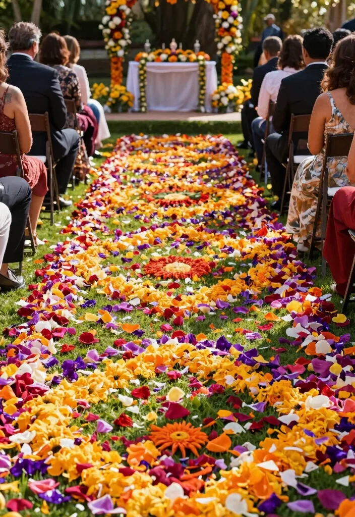 14 Wedding Aisle Decoration Ideas for a Romantic Ceremony Setup 26 14 Wedding Aisle Decoration Ideas for a Romantic Ceremony Setup 6. Petal Pathway 0