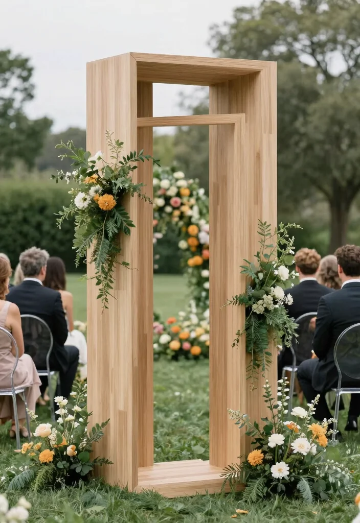 14 Wedding Backdrop Decoration Ideas for Beautiful Photo Moments 10. Minimalist Geometric Backdrop 0