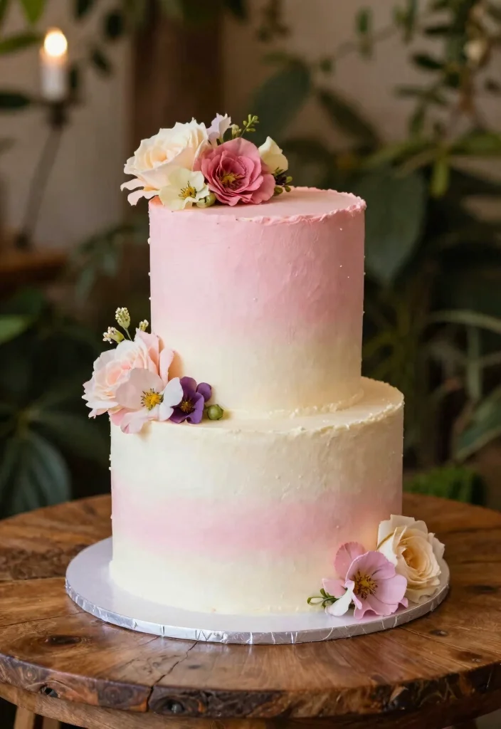 14 Wedding Cake Aesthetic Ideas That Look Beautiful and Trendy 5. Ombre Effect Cakes 0