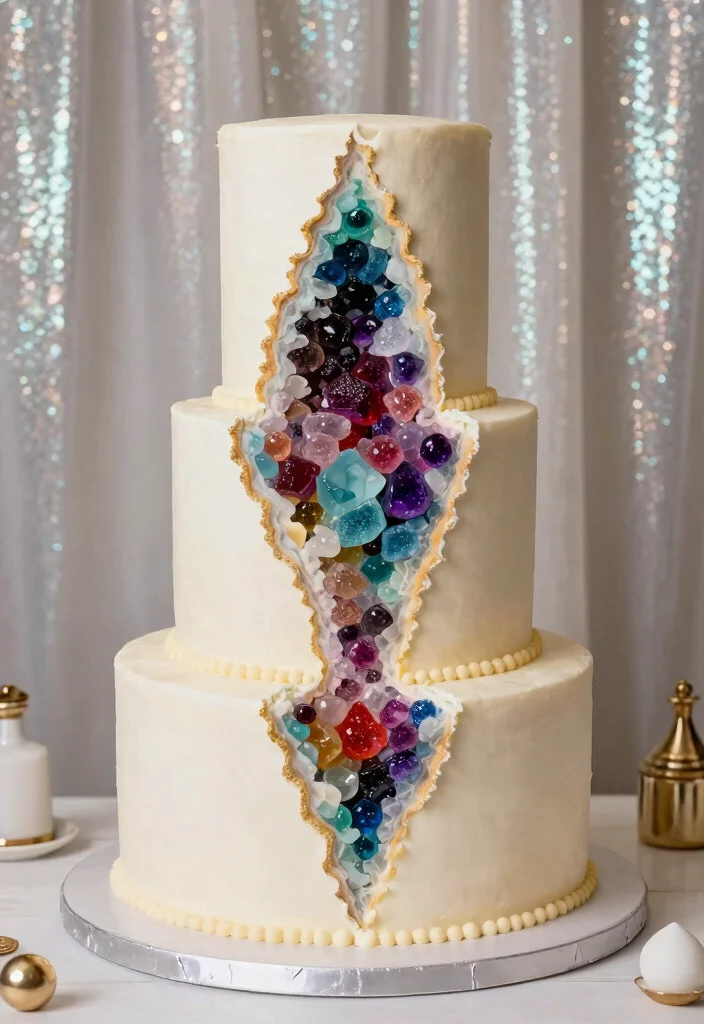 14 Wedding Cake Aesthetic Ideas That Look Beautiful and Trendy 7. Geode Cakes for a Unique Twist 0