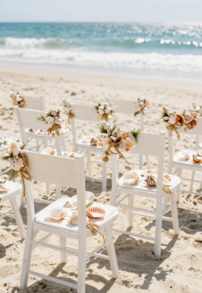 14 Wedding Chair Decoration Ideas That Elevate the Ceremony Look 50 14 Wedding Chair Decoration Ideas That Elevate the Ceremony Look 10. Seashell Accents 0