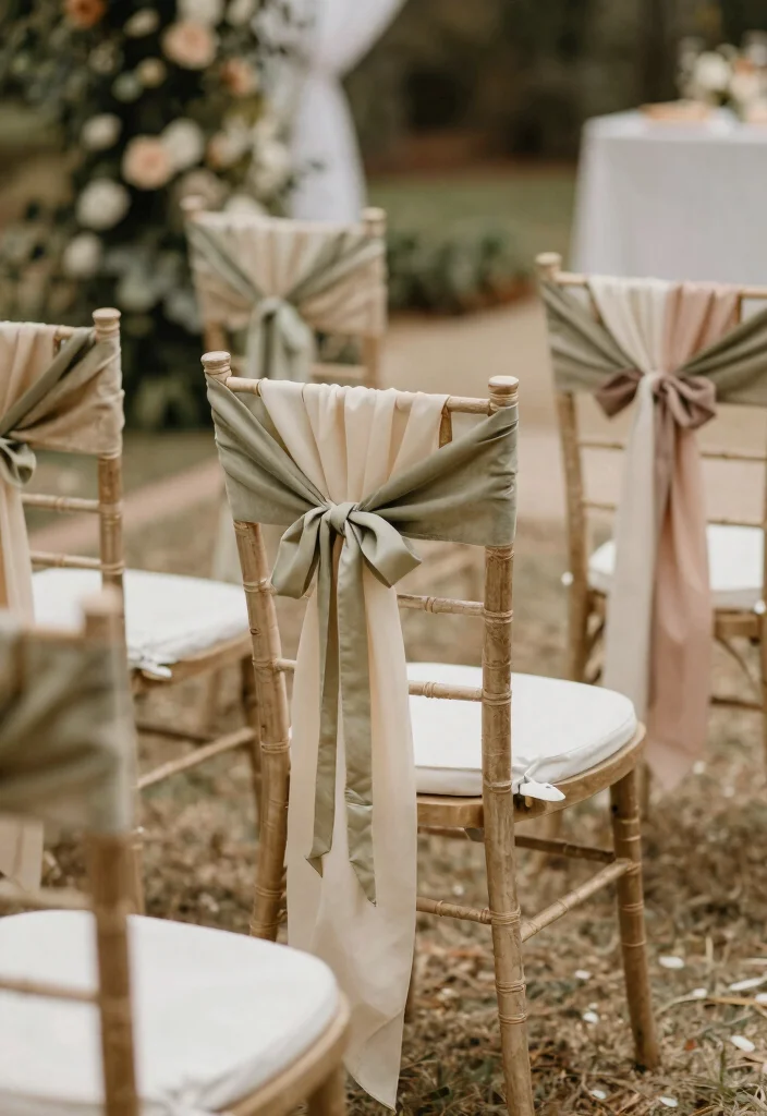 14 Wedding Chair Decoration Ideas That Elevate the Ceremony Look 52 14 Wedding Chair Decoration Ideas That Elevate the Ceremony Look 12. Eco Friendly Ribbon Ties 0
