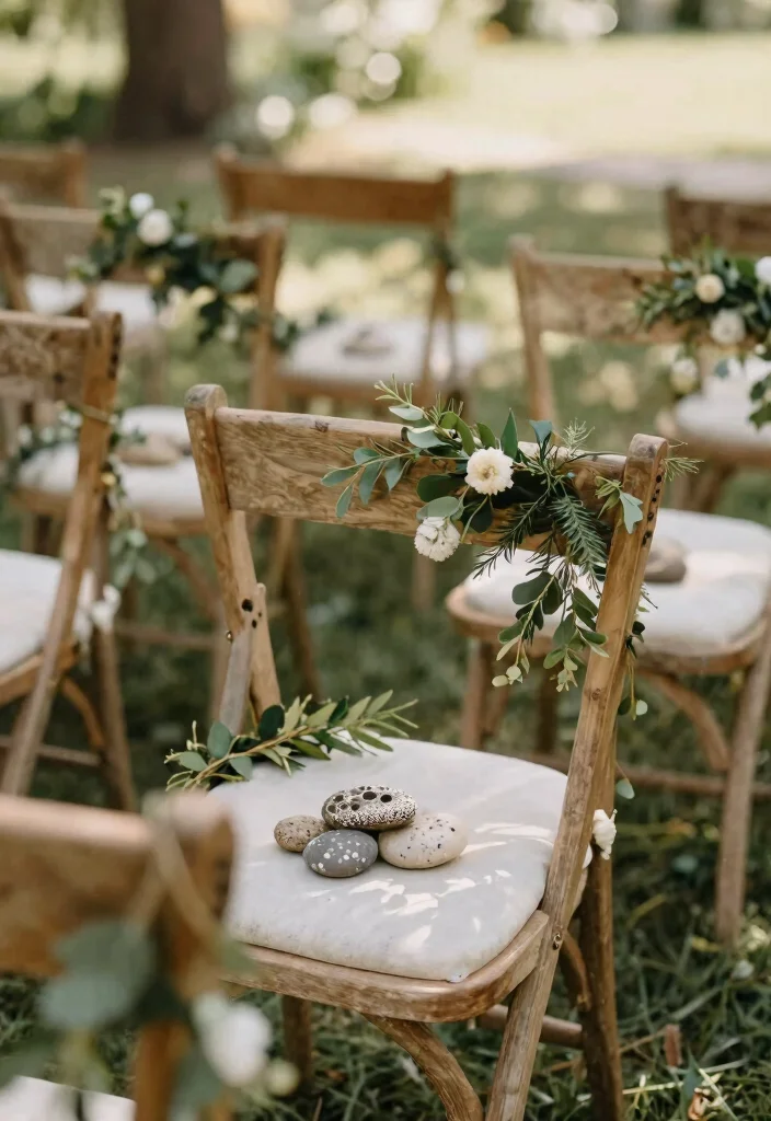 14 Wedding Chair Decoration Ideas That Elevate the Ceremony Look 64 14 Wedding Chair Decoration Ideas That Elevate the Ceremony Look 14. Natural Stone Accents 0