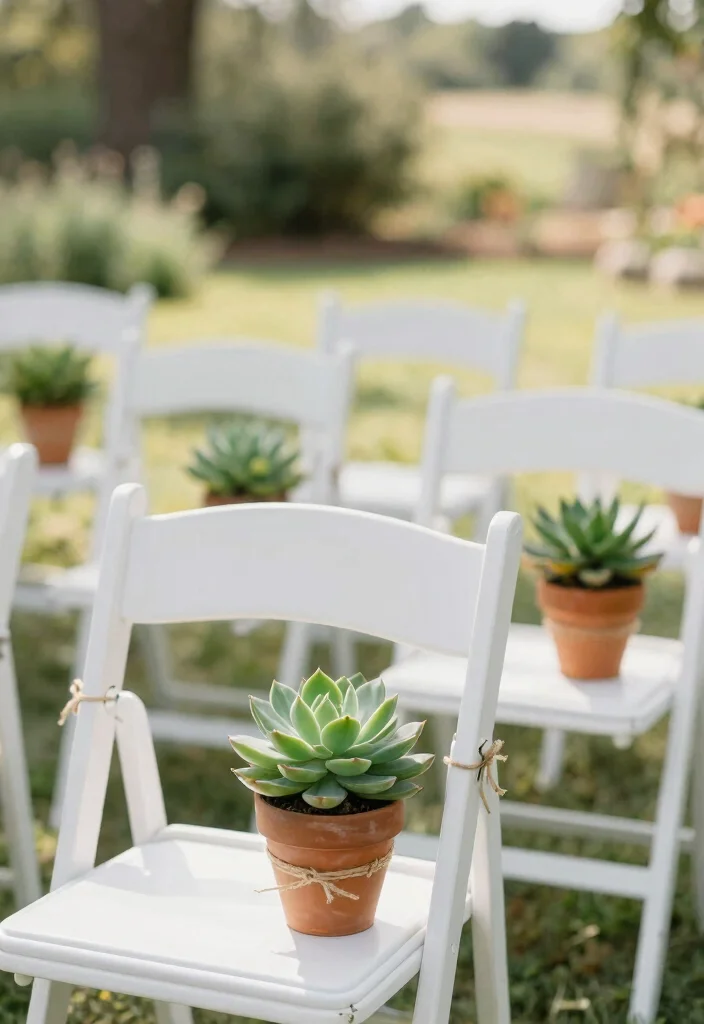 14 Wedding Chair Decoration Ideas That Elevate the Ceremony Look 36 14 Wedding Chair Decoration Ideas That Elevate the Ceremony Look 6. Succulent Centerpieces 0