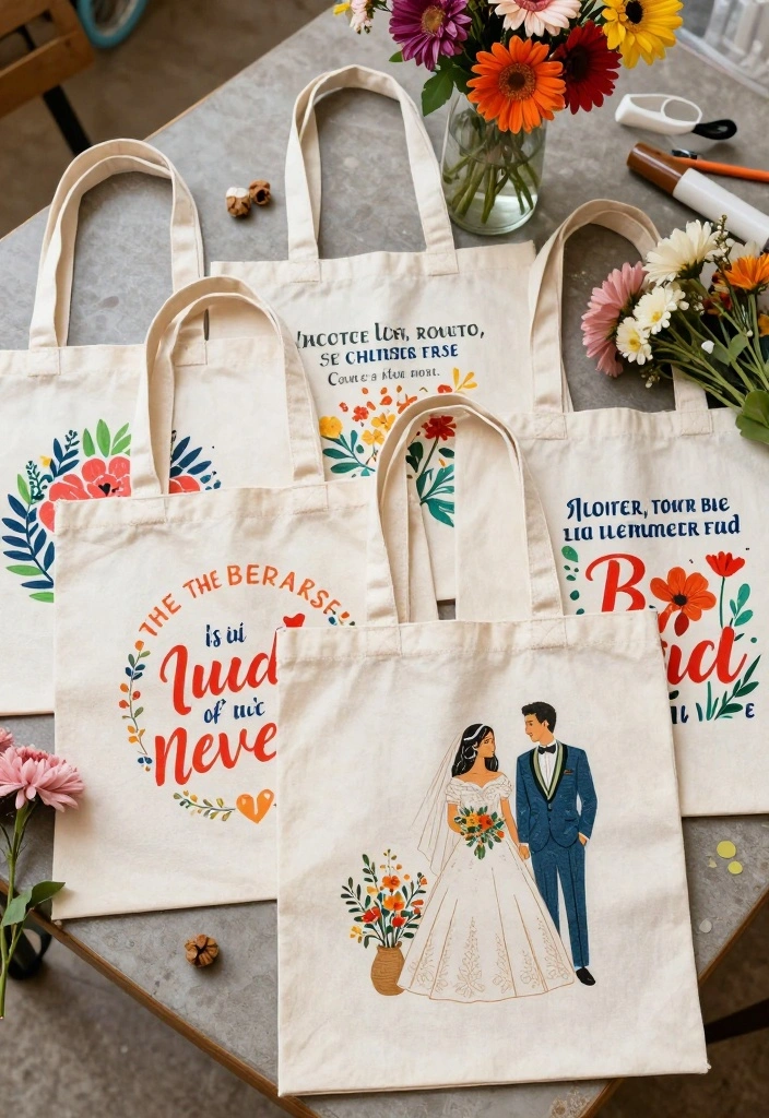 14 Wedding Favor DIY Ideas That Are Easy and Beginner Friendly 8. Reusable Tote Bags 0