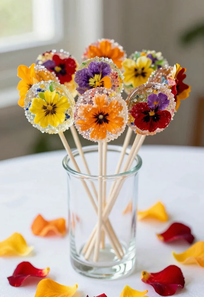 14 Wedding Favor DIY Ideas That Are Easy and Beginner Friendly 9. Edible Flower Lollipops 0