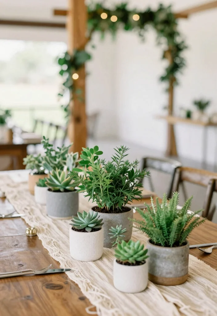 14 Wedding Flower Decoration Ideas for Any Wedding Theme 2. Potted Plants as Centerpieces 0