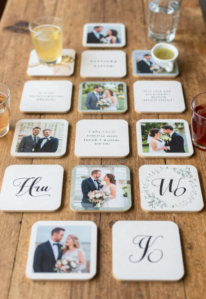 14 Wedding Party Favor Ideas for Guests on a Budget 27 14 Wedding Party Favor Ideas for Guests on a Budget 7. Customizable Drink Coasters 0