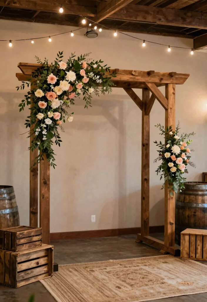 14 Wedding Stage Decoration Ideas That Create a Stunning Focal Point 3. Rustic Wooden Charm 0