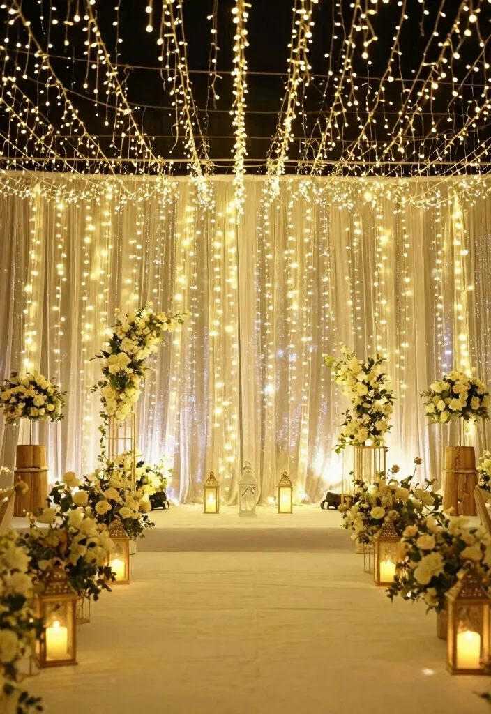 14 Wedding Stage Decoration Ideas That Create a Stunning Focal Point 4. Ethereal Fairy Lights 0