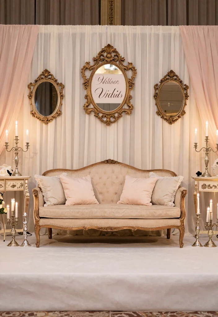 14 Wedding Stage Decoration Ideas That Create a Stunning Focal Point 8. Vintage Glamour 0