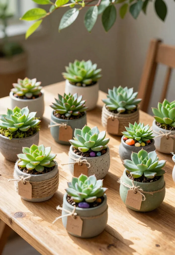 15 Unique Wedding Favor Ideas That Feel Personal and Not Overdone 2. Mini Potted Succulents 0