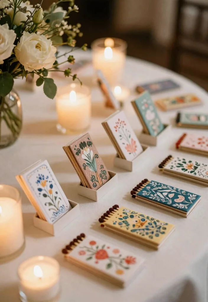15 Wedding Guest Favor Ideas That Feel Thoughtful and Useful 10. Custom Matchbooks 0