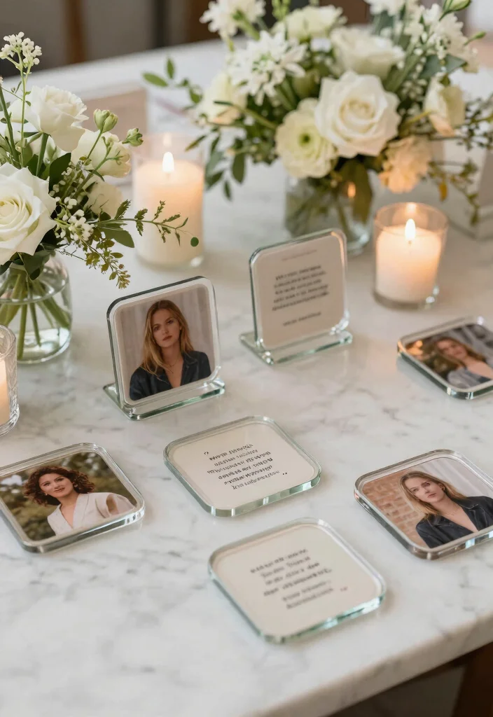 15 Wedding Party Favor Ideas That Work for Any Wedding Style 9. Personalized Glass Coasters 0