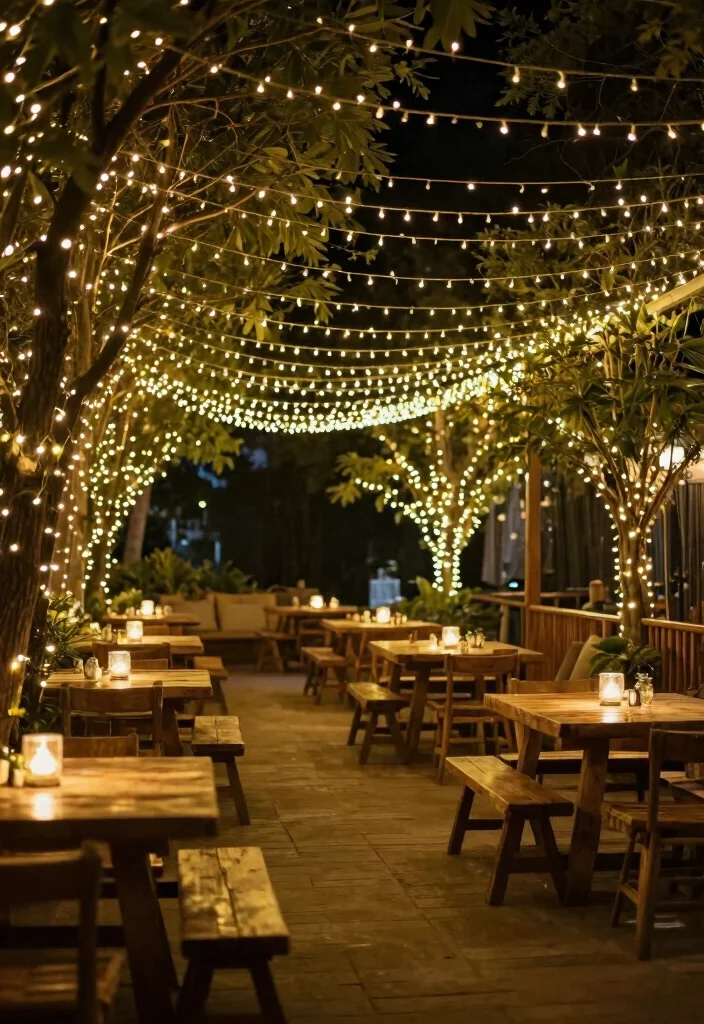 16 Dream Wedding Decoration Ideas for a Fairytale Celebration 4. Rustic Fairy Lights 0