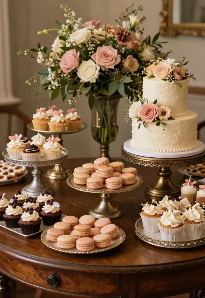 16 Elegant Wedding Decoration Ideas for a Timeless Wedding Style 52 16 Elegant Wedding Decoration Ideas for a Timeless Wedding Style 12. Classic Dessert Table with Vintage Sweets 0
