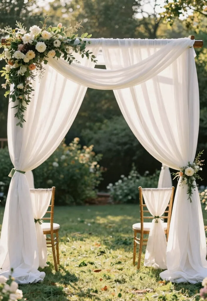 16 Elegant Wedding Decoration Ideas for a Timeless Wedding Style 24 16 Elegant Wedding Decoration Ideas for a Timeless Wedding Style 4. Elegant Drapery and Fabric Accents 0