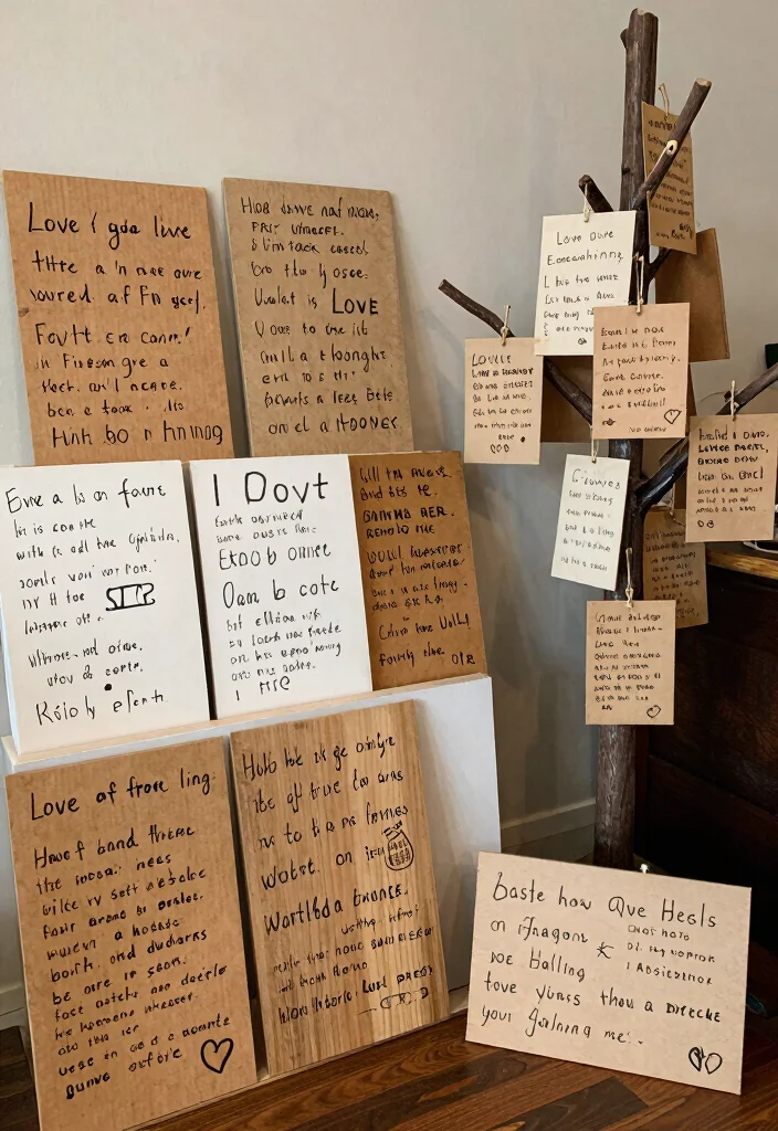 16 Engagement Party Decoration Ideas That Look Stylish on Any Budget 12. Handwritten Love Quotes 0