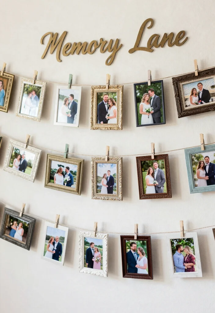16 Engagement Party Decoration Ideas That Look Stylish on Any Budget 16. Memory Lane Display 0