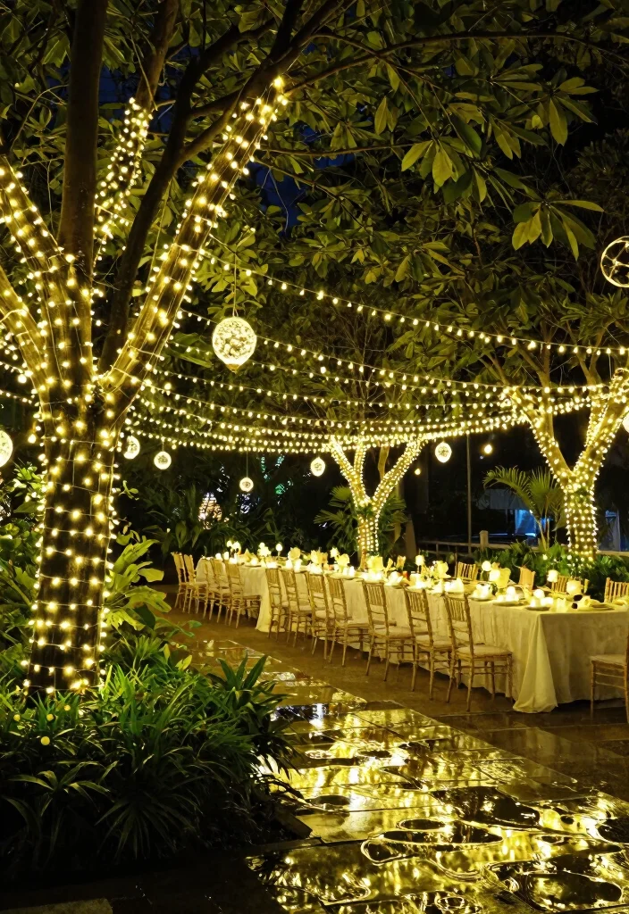 16 Engagement Party Decoration Ideas That Look Stylish on Any Budget 9. String Lights and Lanterns 0