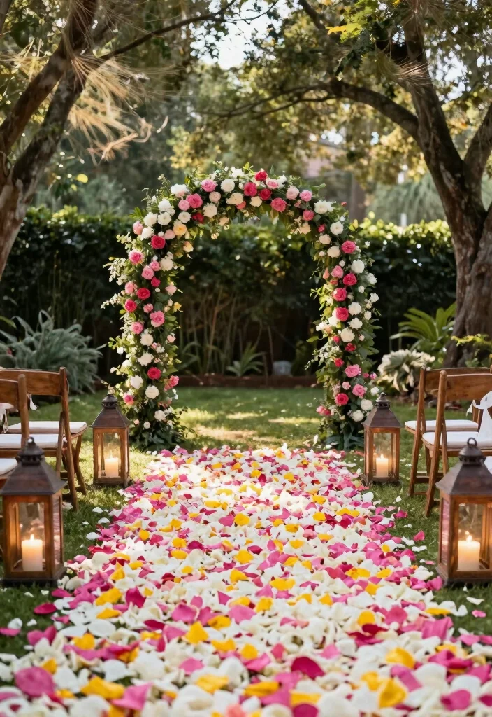 16 Outdoor Wedding Decoration Ideas That Feel Natural and Stylish 1. Floral Aisles with Natural Petals 0
