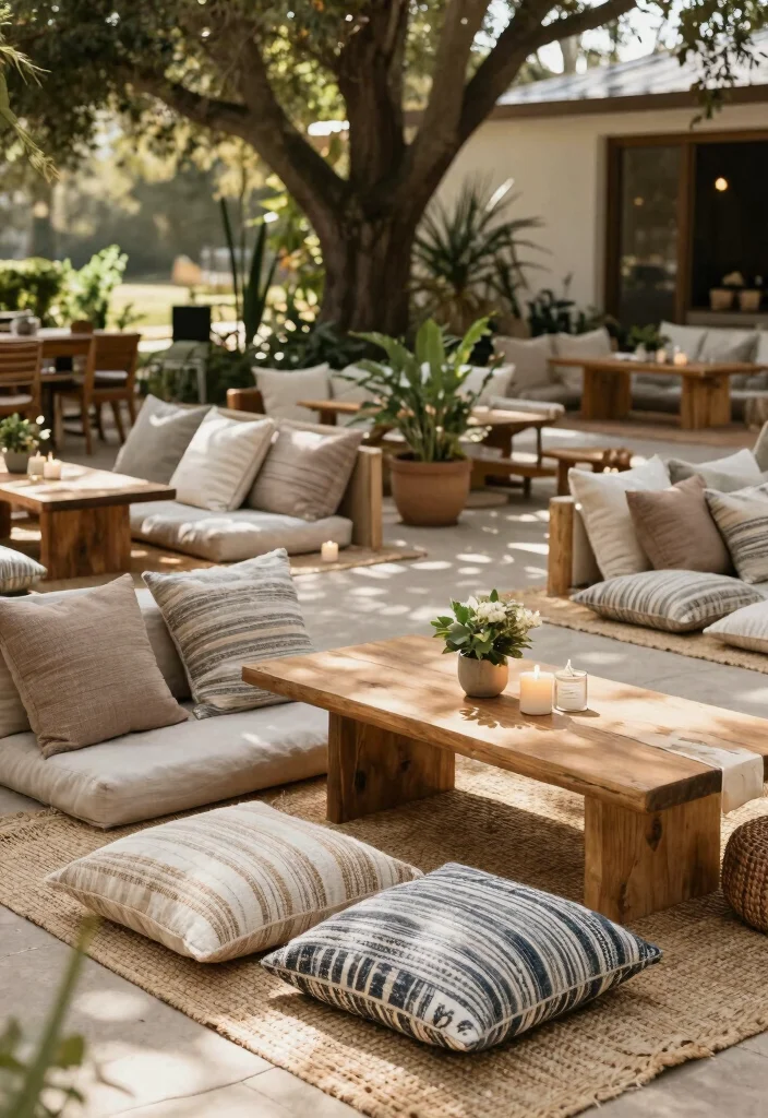 16 Outdoor Wedding Decoration Ideas That Feel Natural and Stylish 11. Seating Lounges with Natural Textiles 0
