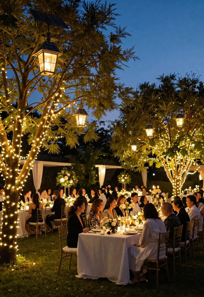 16 Outdoor Wedding Decoration Ideas That Feel Natural and Stylish 15. Solar Powered Lighting 0