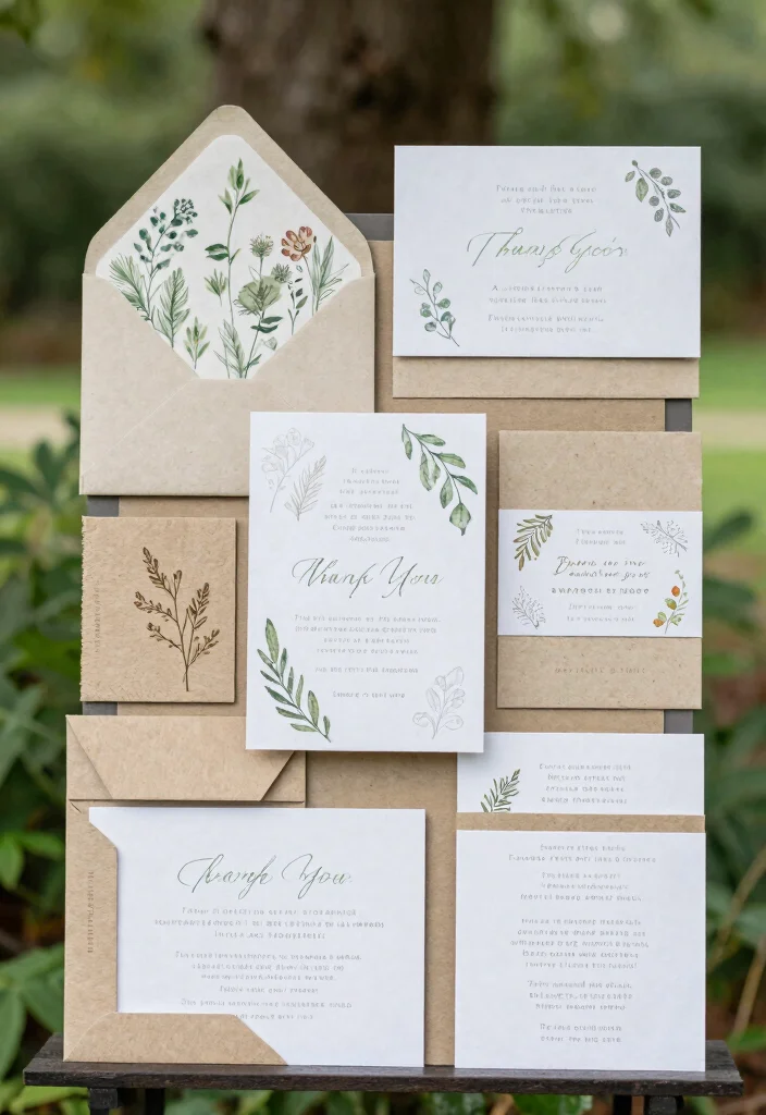 16 Outdoor Wedding Decoration Ideas That Feel Natural and Stylish 16. Customized Eco Stationery 0