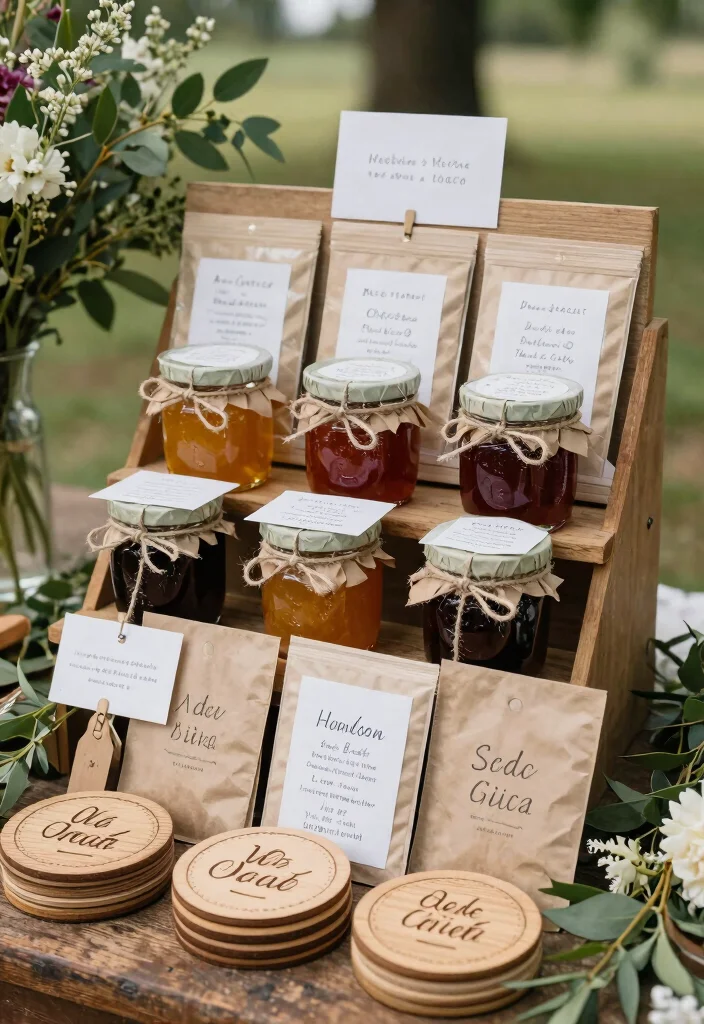16 Outdoor Wedding Decoration Ideas for Natural and Open Venues 15. Personalized Favors with a Rustic Flair 0