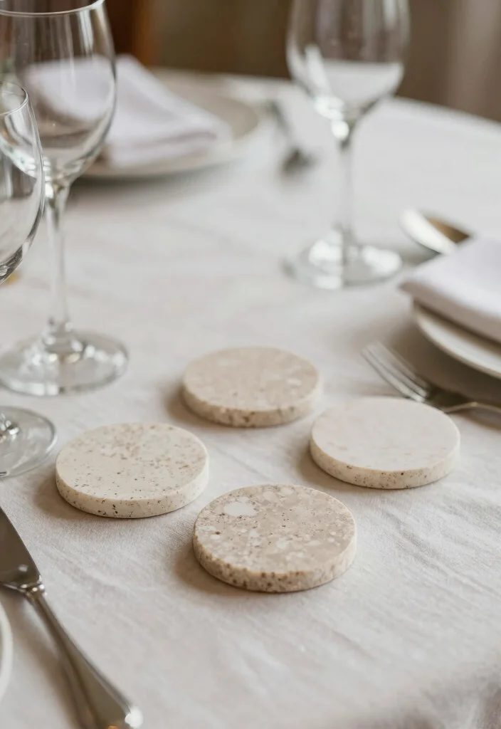 16 Table Decoration Ideas for Weddings That Work for Any Theme 10. Natural Stone Coasters 0