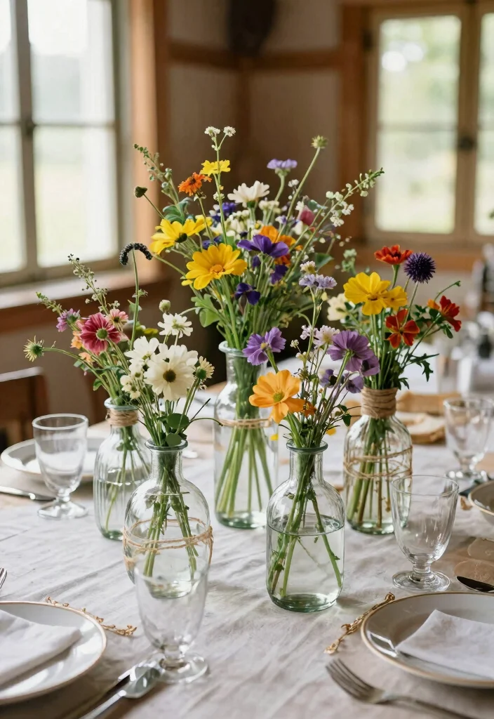 16 Table Decoration Ideas for Weddings That Work for Any Theme 2. Recycled Glass Vases 0