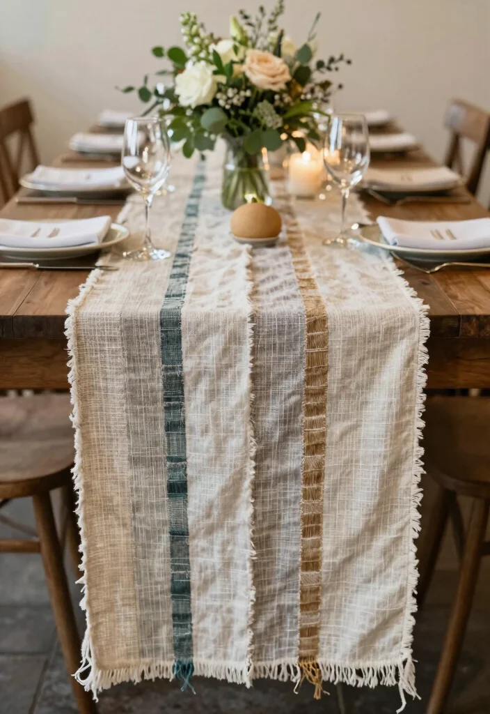 16 Table Decoration Ideas for Weddings That Work for Any Theme 6. Handcrafted Table Runners 0
