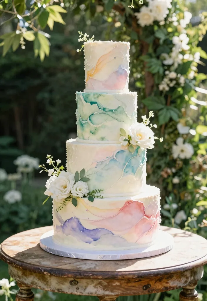 16 Wedding Cake Design Ideas That Look Elegant and Timeless 24 16 Wedding Cake Design Ideas That Look Elegant and Timeless 4. Watercolor Effect Cakes 0
