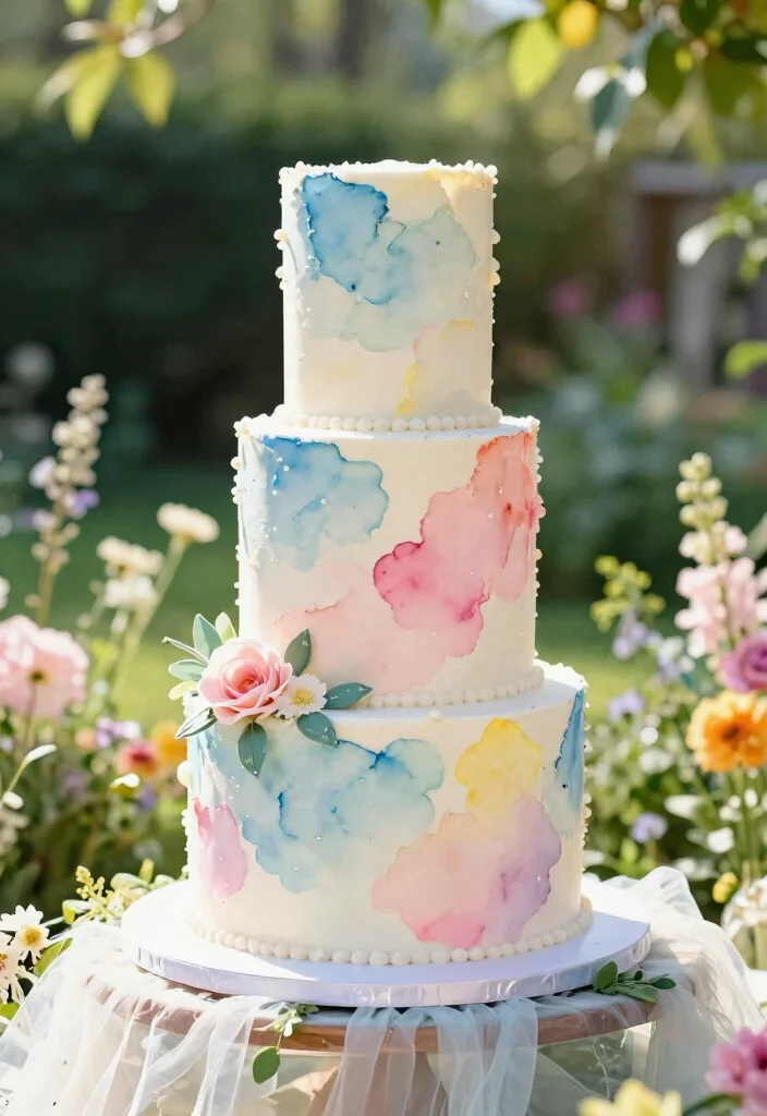 16 Wedding Cake Ideas That Fit Any Wedding Theme 13 16 Wedding Cake Ideas That Fit Any Wedding Theme 3. Whimsical Watercolor Cake 0