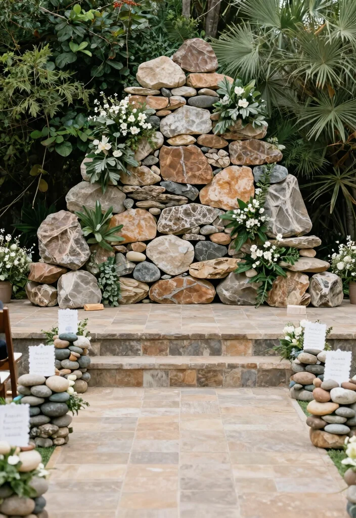 16 Wedding Ceremony Decoration Ideas for Every Wedding Style 7. Natural Stone Accents 0