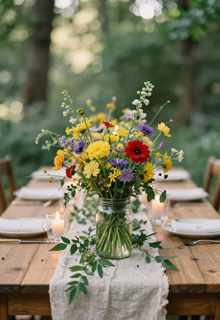 16 Wedding Table Decoration Ideas That Feel Elegant and Practical 1. Wildflower Centerpieces 0