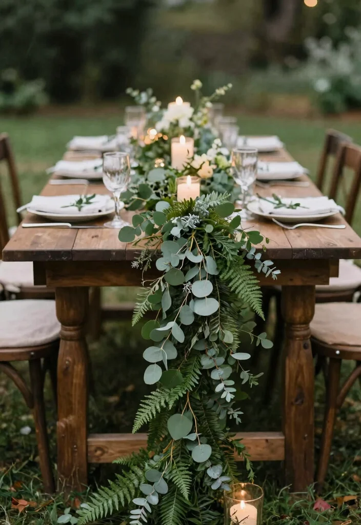 16 Wedding Table Decoration Ideas That Feel Elegant and Practical 11. Greenery Garlands 0