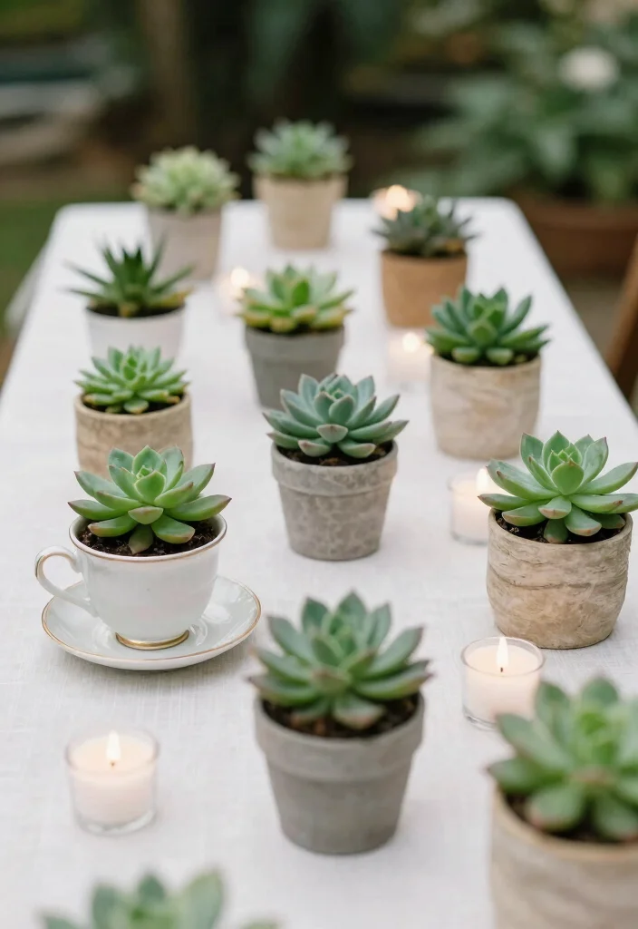 16 Wedding Table Decoration Ideas That Feel Elegant and Practical 2. Potted Plants as Favors 0
