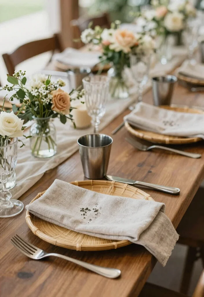 16 Wedding Table Decoration Ideas That Feel Elegant and Practical 6. Reusable Tableware 0