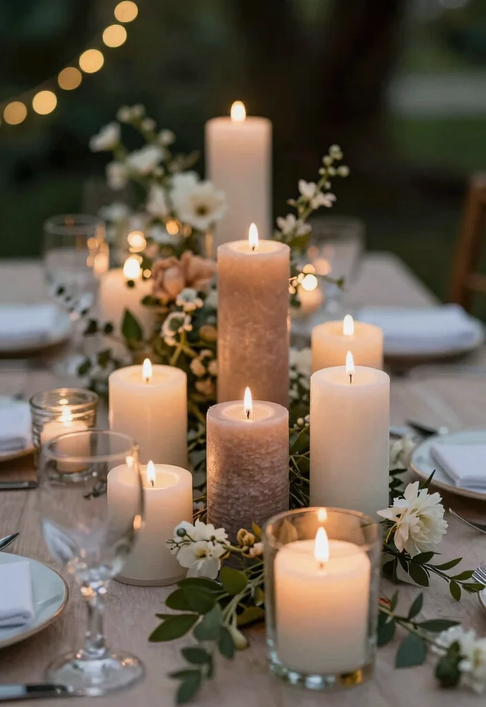 16 Wedding Table Decoration Ideas That Feel Elegant and Practical 9. Sustainable Candles 0